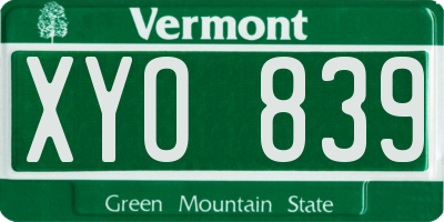 VT license plate XYO839