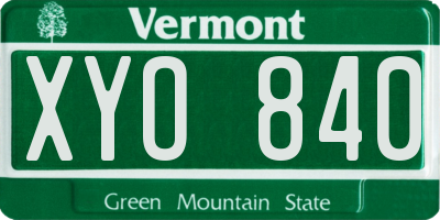 VT license plate XYO840