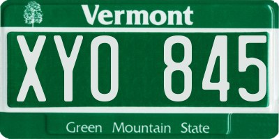 VT license plate XYO845