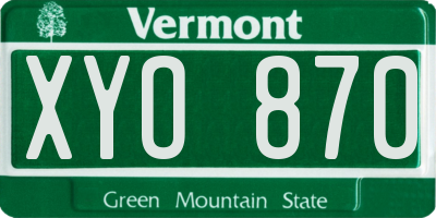 VT license plate XYO870