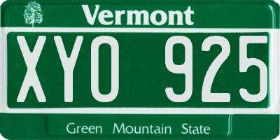 VT license plate XYO925