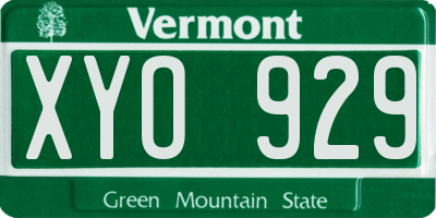 VT license plate XYO929