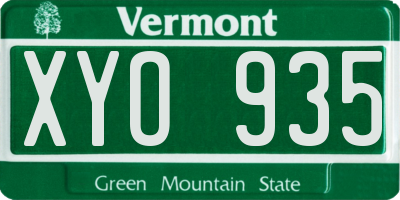 VT license plate XYO935