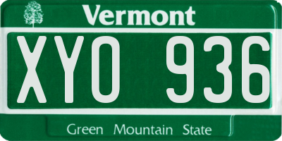 VT license plate XYO936