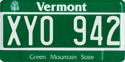VT license plate XYO942