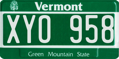 VT license plate XYO958