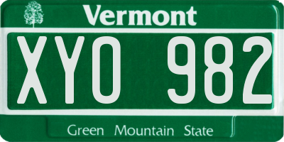 VT license plate XYO982