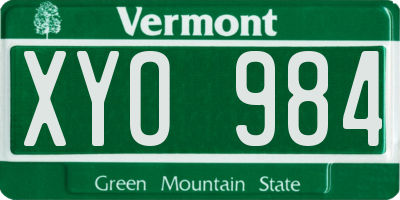VT license plate XYO984