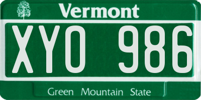 VT license plate XYO986