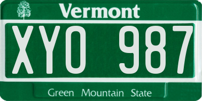 VT license plate XYO987