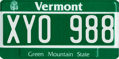 VT license plate XYO988