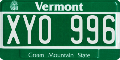 VT license plate XYO996