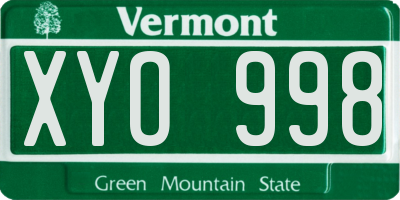 VT license plate XYO998