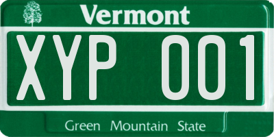 VT license plate XYP001