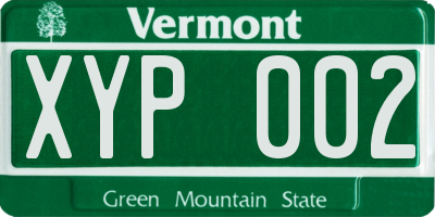 VT license plate XYP002