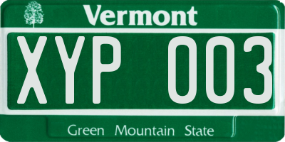 VT license plate XYP003
