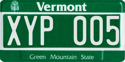 VT license plate XYP005