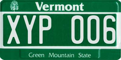VT license plate XYP006