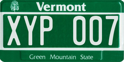 VT license plate XYP007