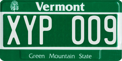 VT license plate XYP009
