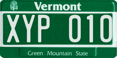VT license plate XYP010