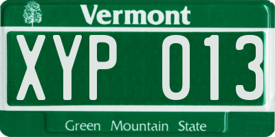 VT license plate XYP013