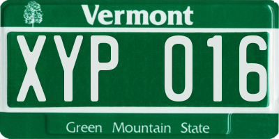 VT license plate XYP016
