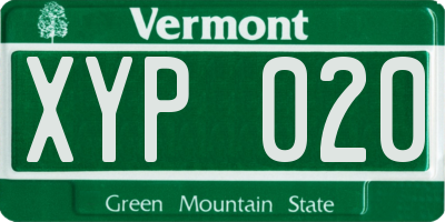 VT license plate XYP020