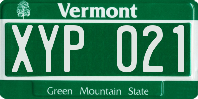 VT license plate XYP021