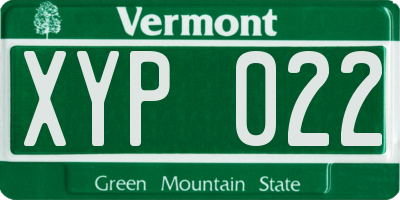 VT license plate XYP022