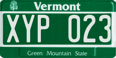 VT license plate XYP023