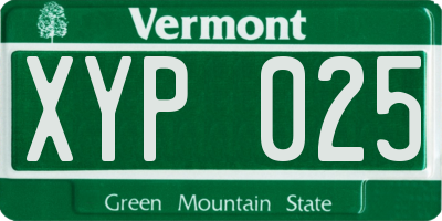 VT license plate XYP025