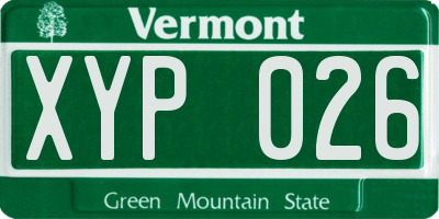 VT license plate XYP026