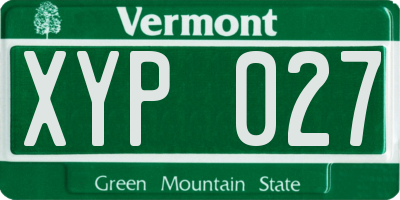 VT license plate XYP027