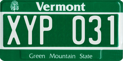 VT license plate XYP031