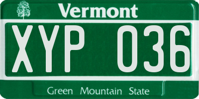 VT license plate XYP036