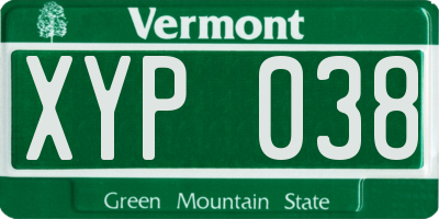 VT license plate XYP038