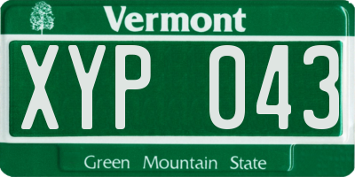 VT license plate XYP043
