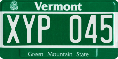 VT license plate XYP045