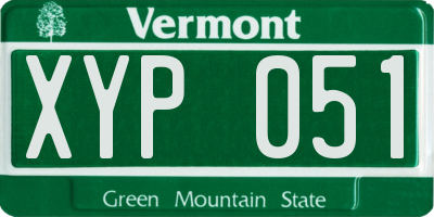 VT license plate XYP051