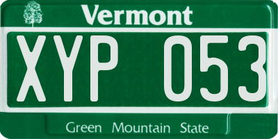 VT license plate XYP053