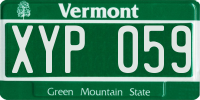 VT license plate XYP059