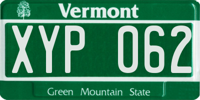 VT license plate XYP062