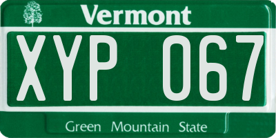 VT license plate XYP067