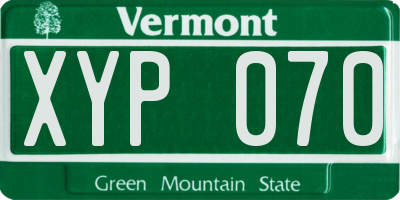 VT license plate XYP070