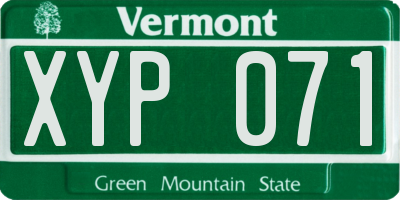 VT license plate XYP071