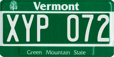 VT license plate XYP072