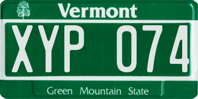 VT license plate XYP074