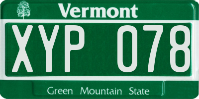 VT license plate XYP078