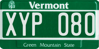 VT license plate XYP080
